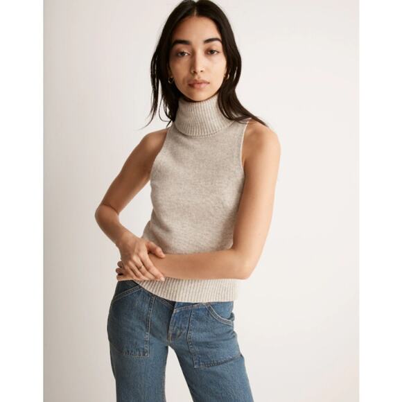 Madewell Heather Cloud Hallowell Turtleneck Wool Blend Sweater Tank Womens XS - Picture 1 of 6